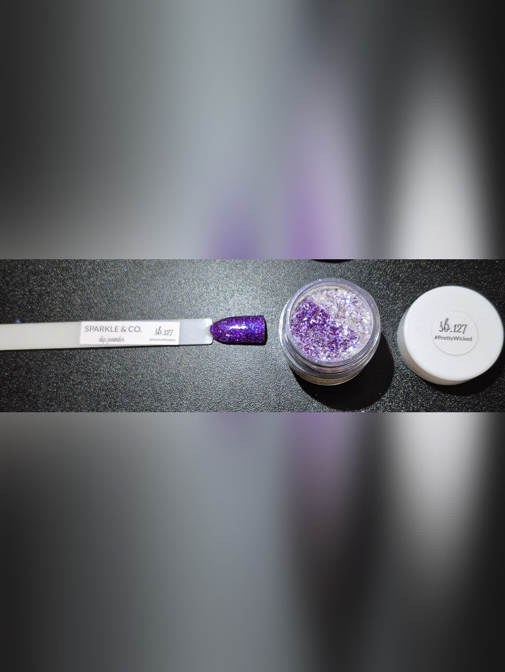 Sparkle & Co. Sb.127 "#prettywicked" Purple Glitter Dip Powder - Mini Size